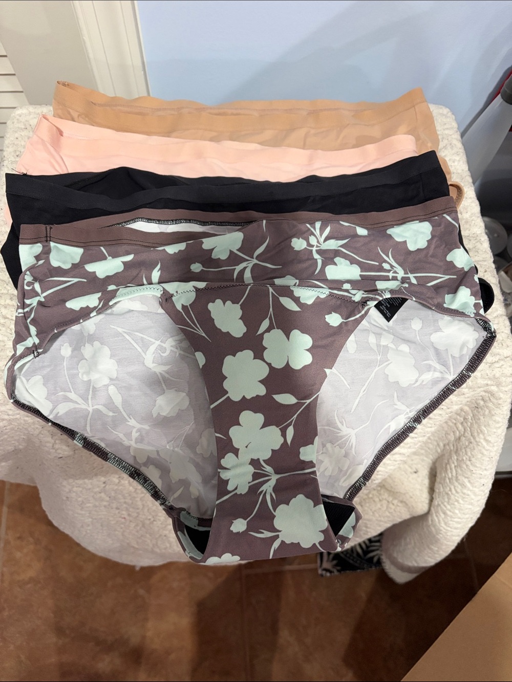 Speax by Thinx Assorted 5-Pack Panties - Mauve Floral, Black, Blush, Nude